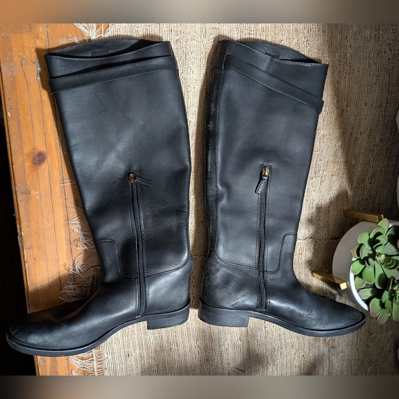 Tory Burch • T Hardware Equestrian Riding Boots Tall Black Leather - Picture 8 of 13